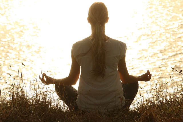 Woman meditating alone